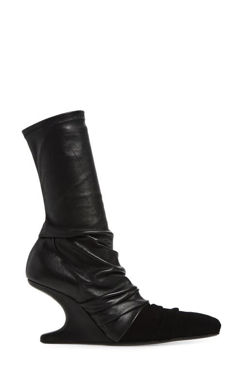 Rick Owens Cantilever Mixed Media Boot In Black