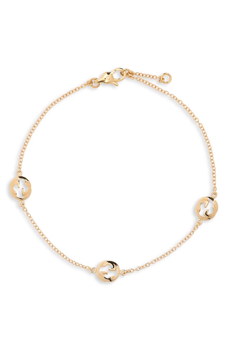 Gucci Interlocking G Station Bracelet, Main, color, Gold