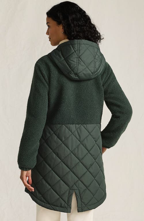 Lands' End High Pile Quilted Mixed Media Parka In Black