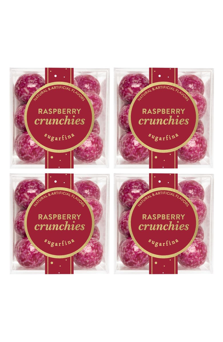 sugarfina Raspberry Crunchies Set of 4 Candy Cubes, Main, color, 