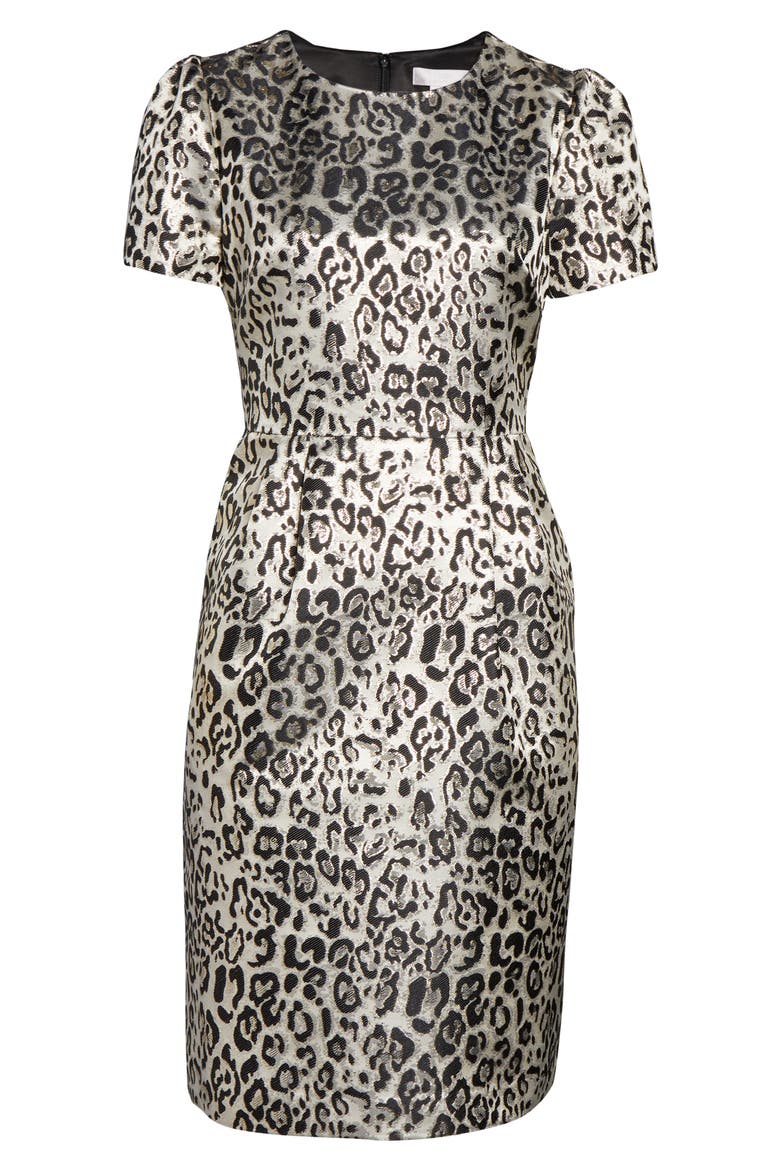Metallic Leopard Print Dress, Alternate, color, TAN METALLIC LEOPARD