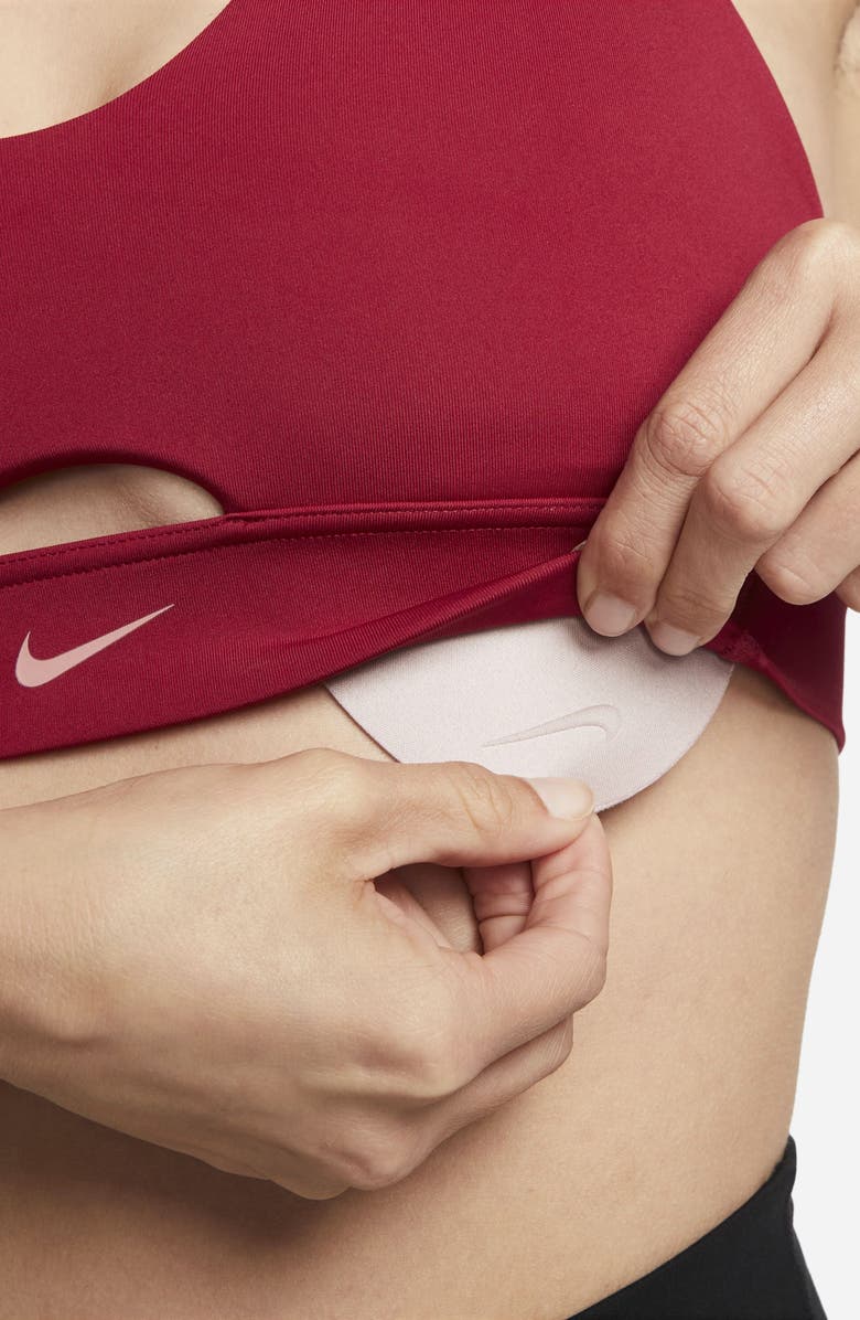 Nike Dri-FIT Indy Padded Strappy Cutout Medium Support Sports Bra, Alternate, color, Noble Red/ Red Stardust