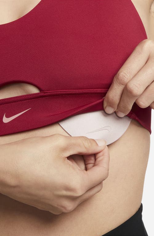 Nike Dri-fit Indy Padded Strappy Cutout Medium Support Sports Bra In Red