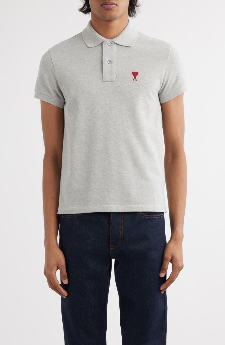 AMI PARIS Ami de Coeur Organic Cotton Piqué Polo, Main, color, 