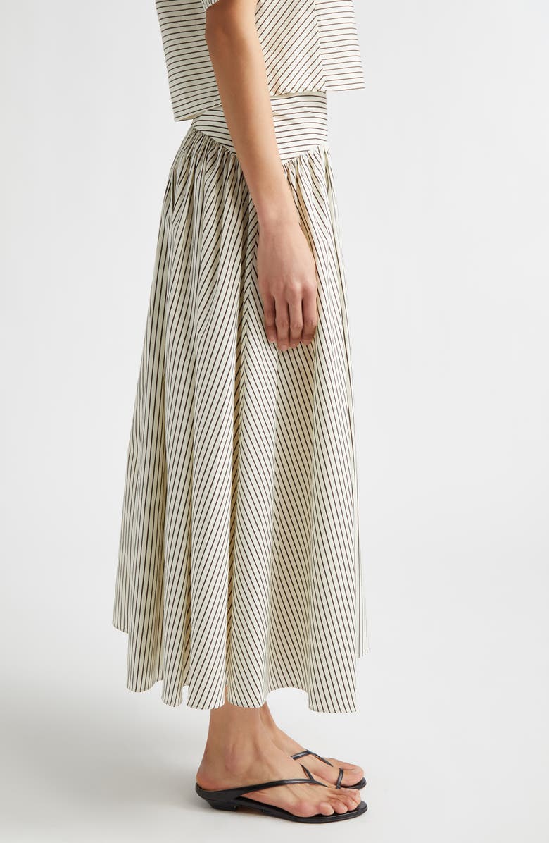 STAUD Procida Stripe Maxi Skirt, Alternate, color, Ivory/ Dark Oak Micro Stripe