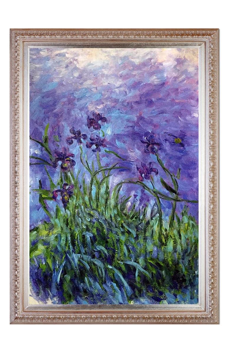 OVERSTOCK ART 'Lilac Irises' by Claude Monet Framed Oil Painting Reproduction, Main, color,