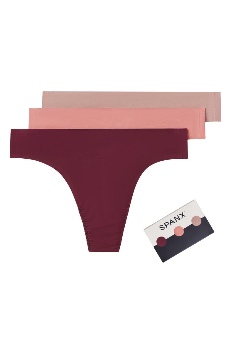SPANX<sup>®</sup> Assorted 3-Pack Cotton Blend Thongs, Alternate, color, Purple