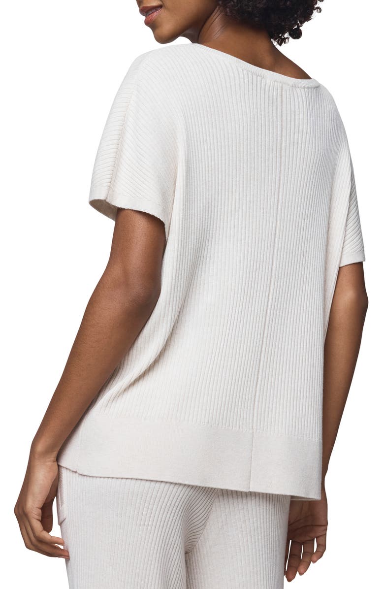 Splendid Georgie V-Neck Short Sleeve Rib Sweater, Alternate, color, Pale Oak Heather