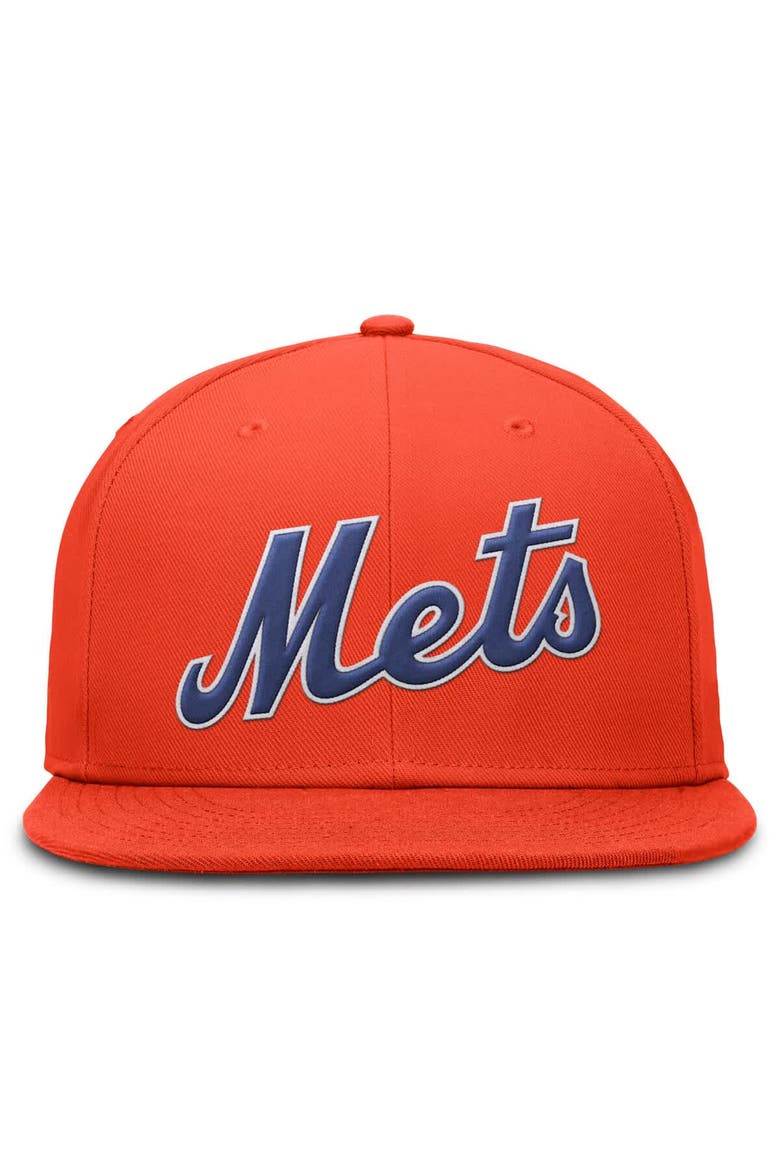 Men's Nike Orange New York Mets Wordmark Dri-FIT Round Bill True Fitted Hat, Alternate, color, Orange