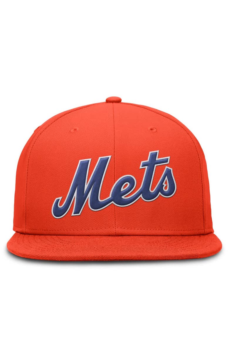 Nike Men's Nike Orange New York Mets Wordmark Dri-FIT Round Bill True Fitted Hat, Alternate, color, Orange