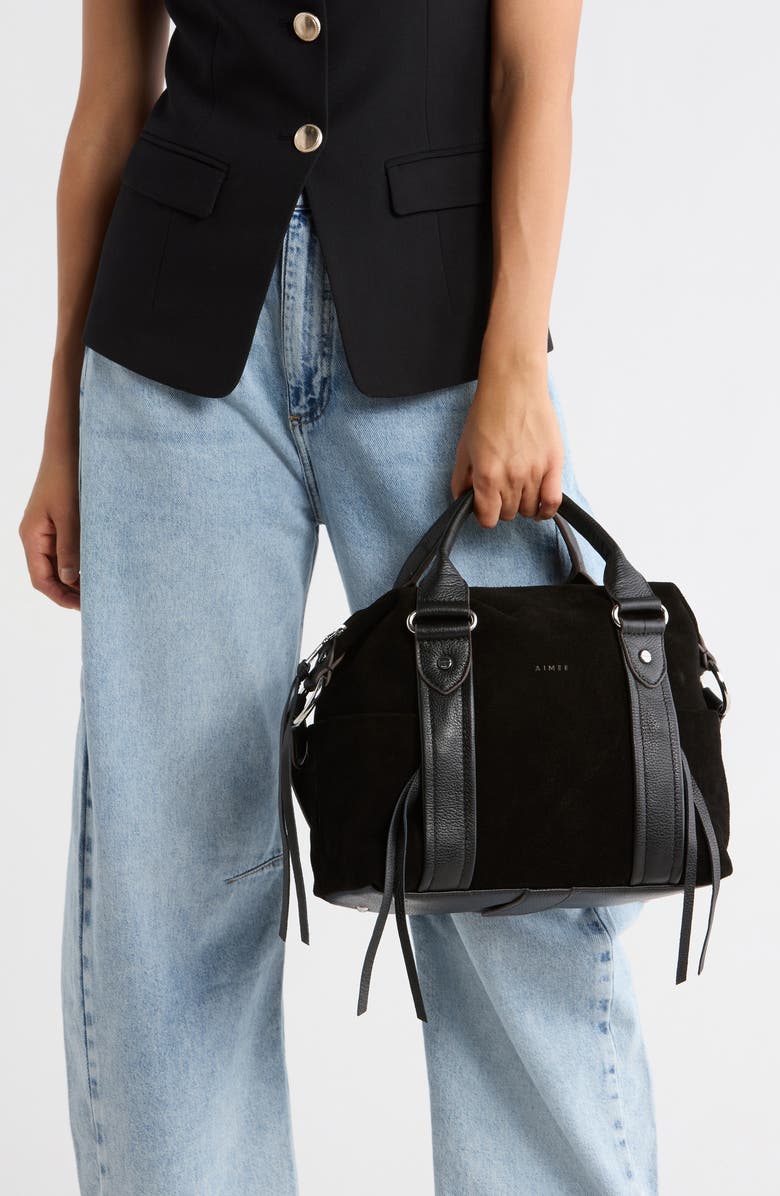 AIMEE Sierra Satchel Bag, Alternate, color, Black Suede