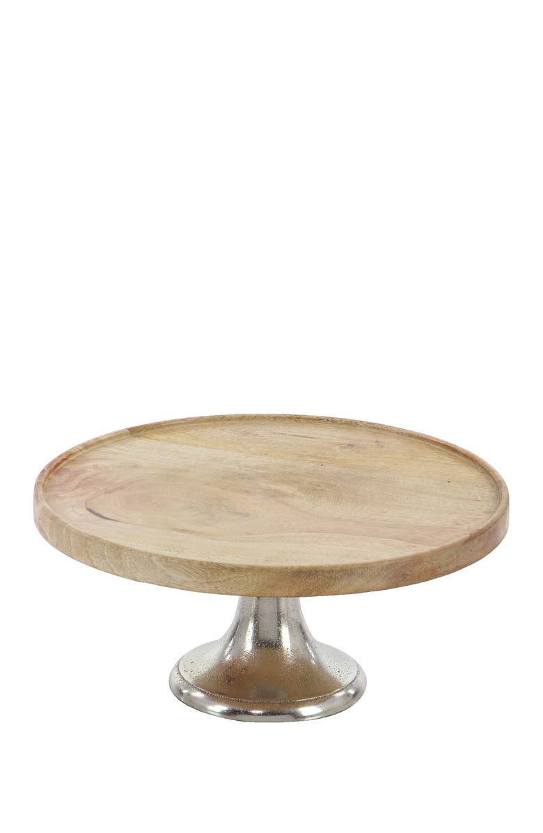 GINGER BIRCH STUDIO Brown Mango Wood Cake Stand with Aluminum Accents - Set of 3, Alternate, color, 