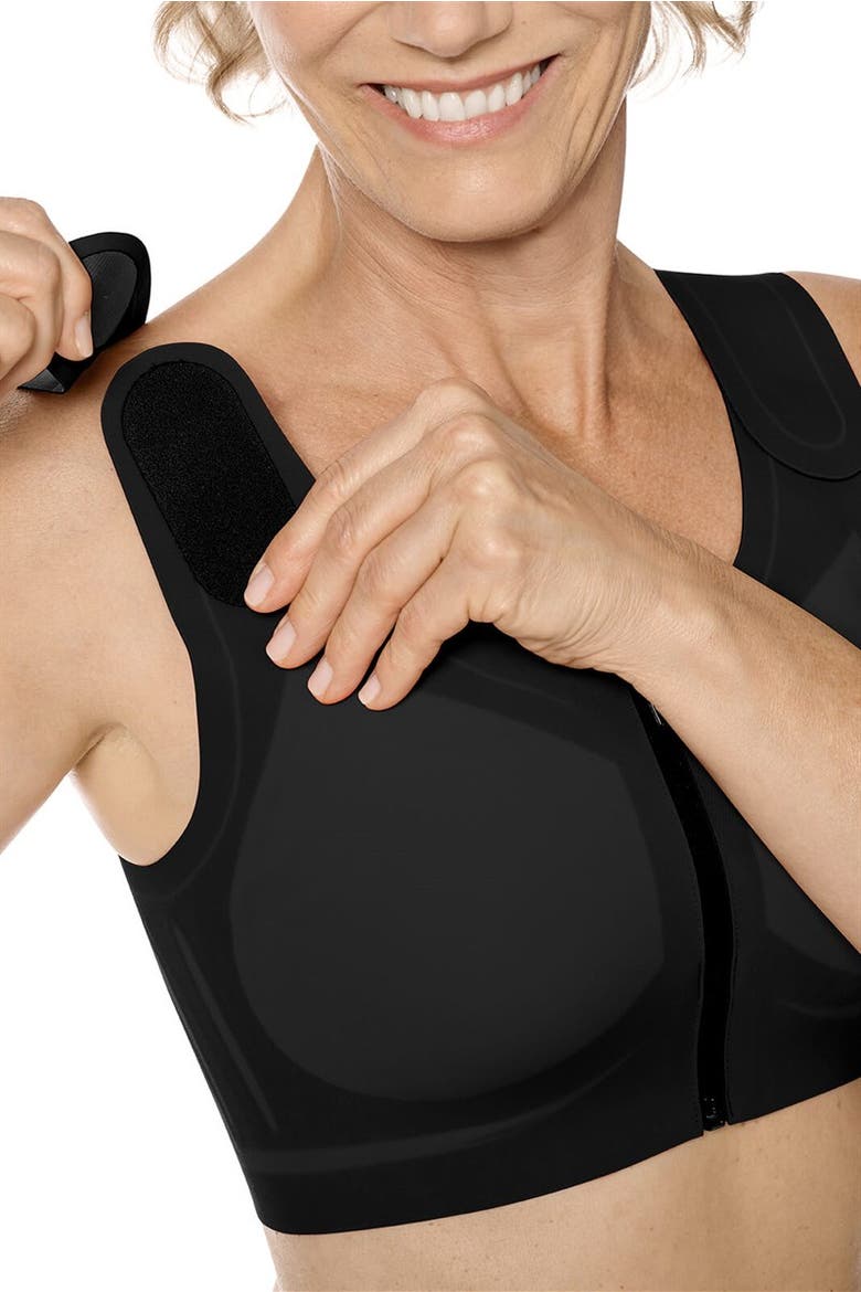 Lymph Flow Wire-Free Front Closure Bra, Alternate, color, black