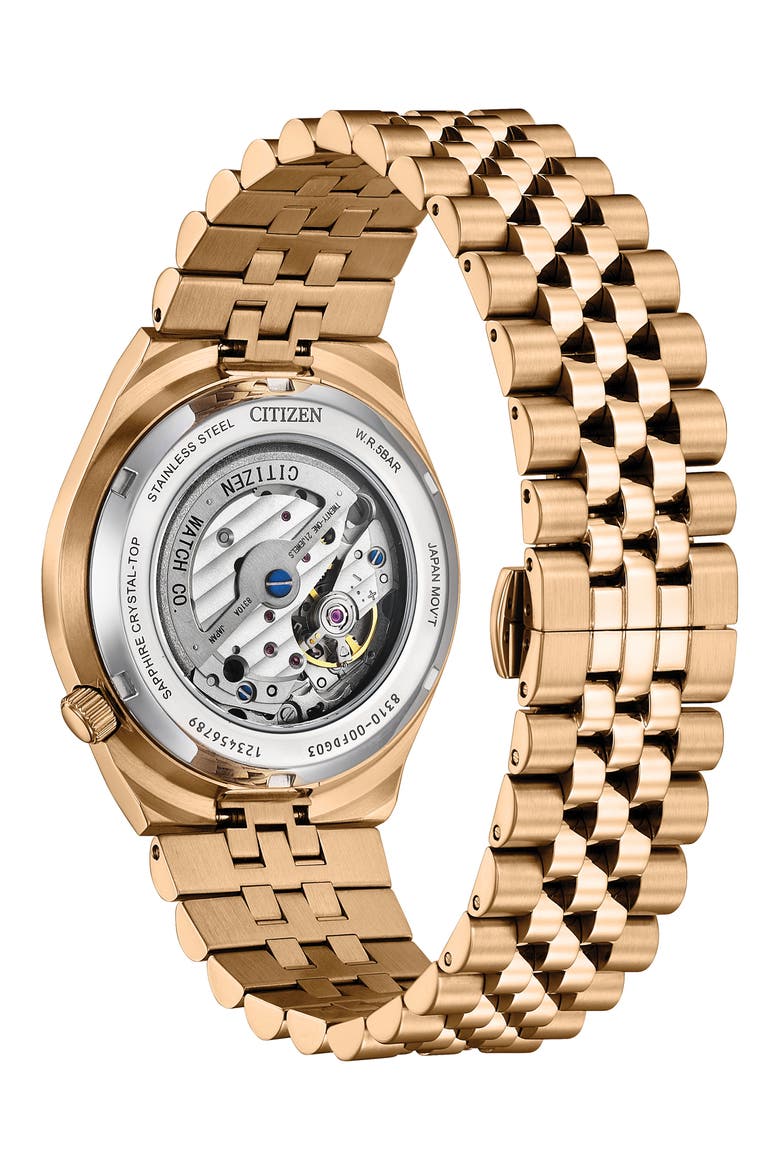 TSUYOSA 60 Rose Gold Tone Automatic Bracelet Watch, 40mm, Alternate, color, ROSE GOLD-TONE