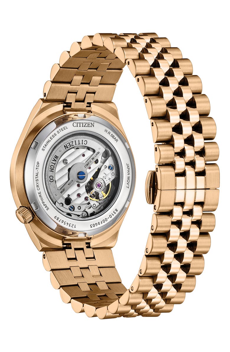 Citizen TSUYOSA 60 Rose Gold Tone Automatic Bracelet Watch, 40mm, Alternate, color, 