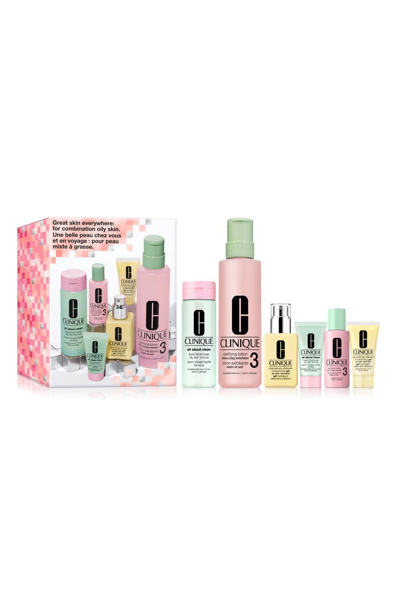 Clinique Great Skin Everywhere Skincare Gift Set for Oily & Combination Skin Types $118 Value, Alternate, color, 