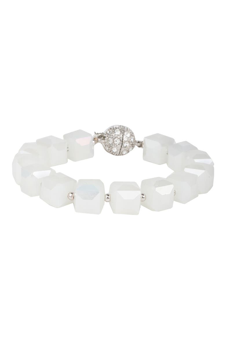 Faceted Bead Line Bracelet, Main, color, WHITE