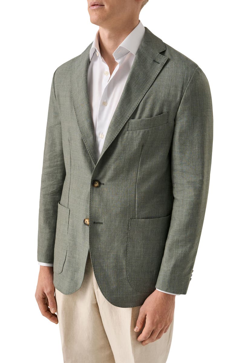 Eton Wool & Silk Soft Jacket, Main, color, Medium Green