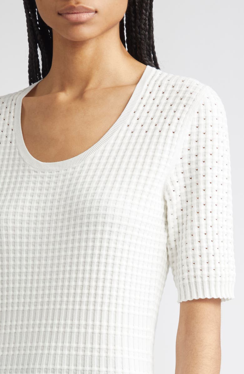 Lafayette 148 New York Mixed Stitch Short Sleeve Sweater, Alternate, color, Cloud