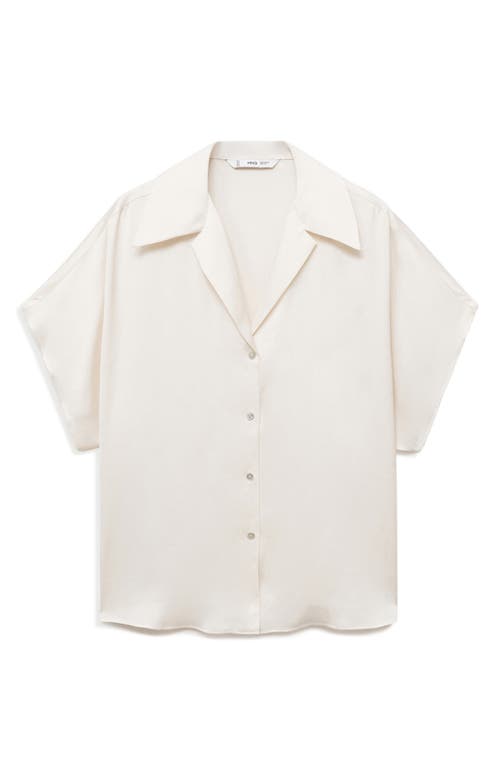 Mango Short-sleeved Satin Shirt Off White In Neutral