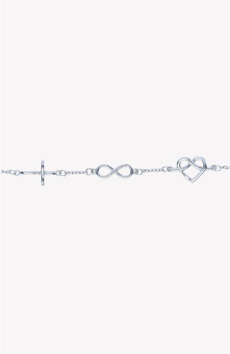 Rizen Jewelry Faith, Hope, Love Bracelet, Main, color, Sterling Silver