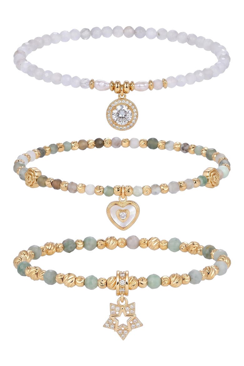 Florence Set of 3 Stretch Bracelets, Main, color, GOLD