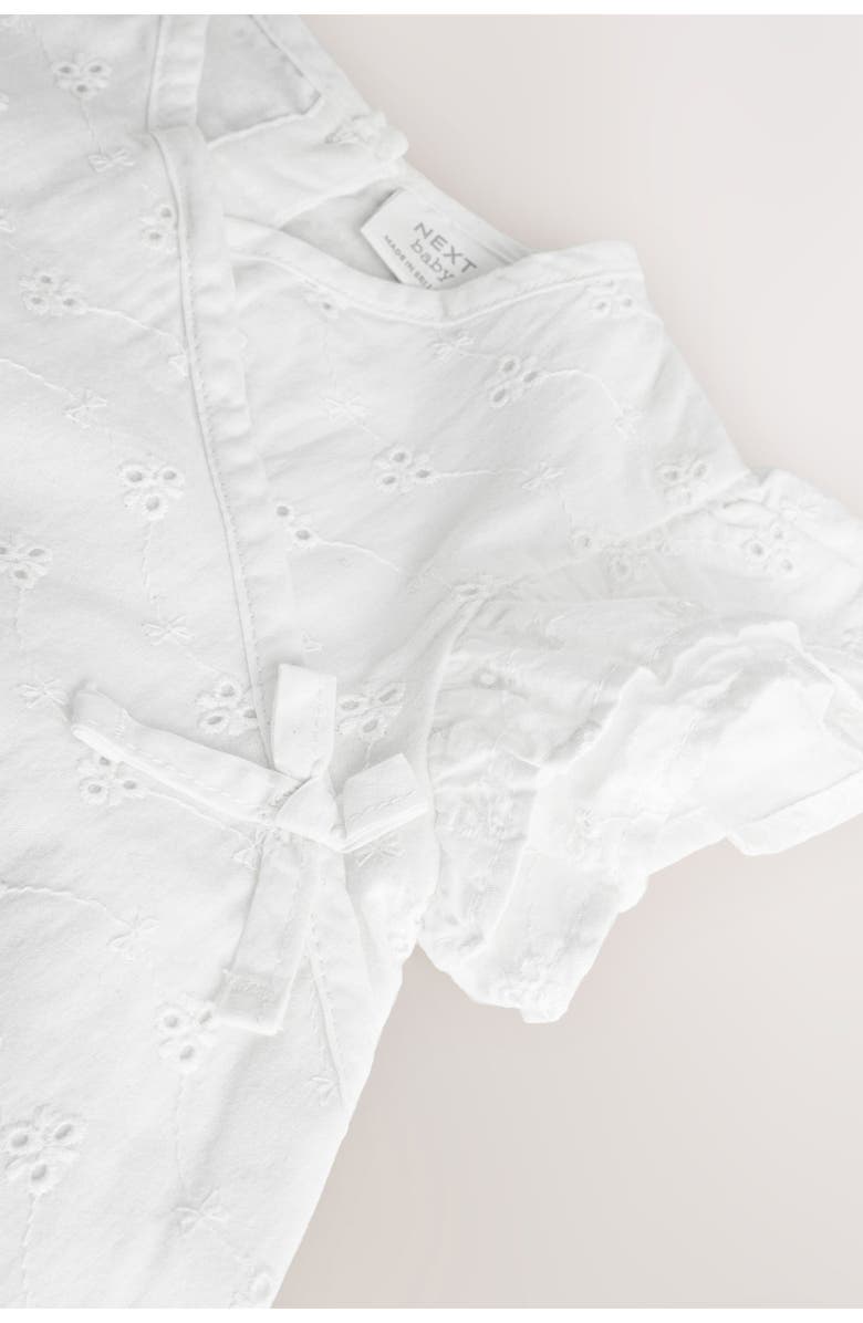 NEXT Eyelet Embroidered Wrap Romper, Alternate, color, White