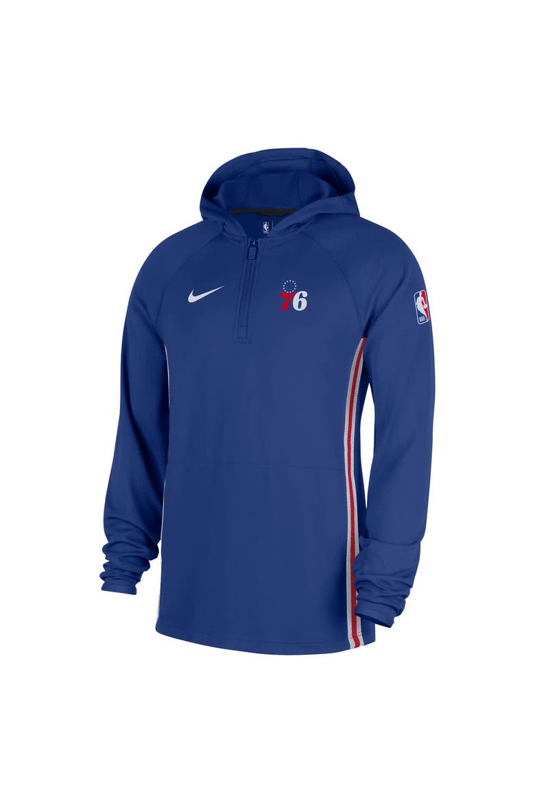 Men's Nike  Blue Philadelphia 76ers Authentic On Court Zone Quarter-Zip Dri-FIT Hoodie Jacket, Alternate, color, Blue