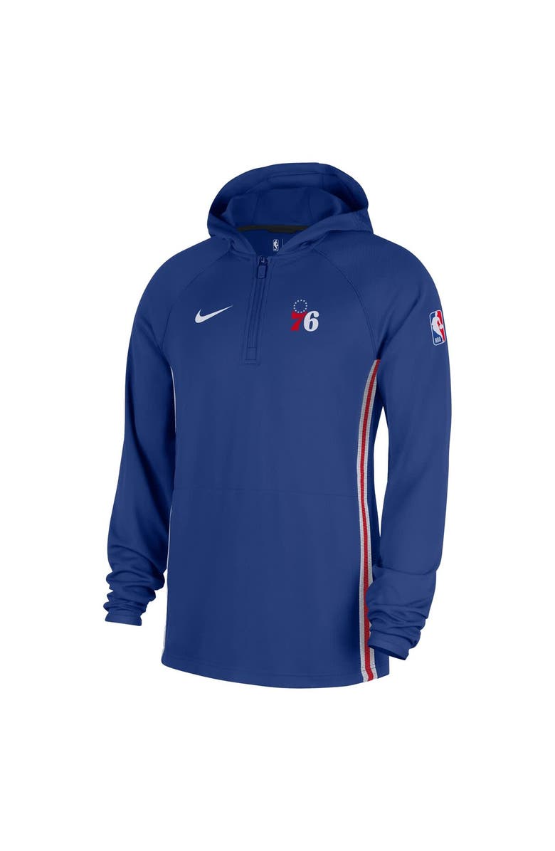 Nike Men
s Nike  Blue Philadelphia 76ers Authentic On Court Zone Quarter-Zip Dri-FIT Hoodie Jacket, Alternate, color, Blue