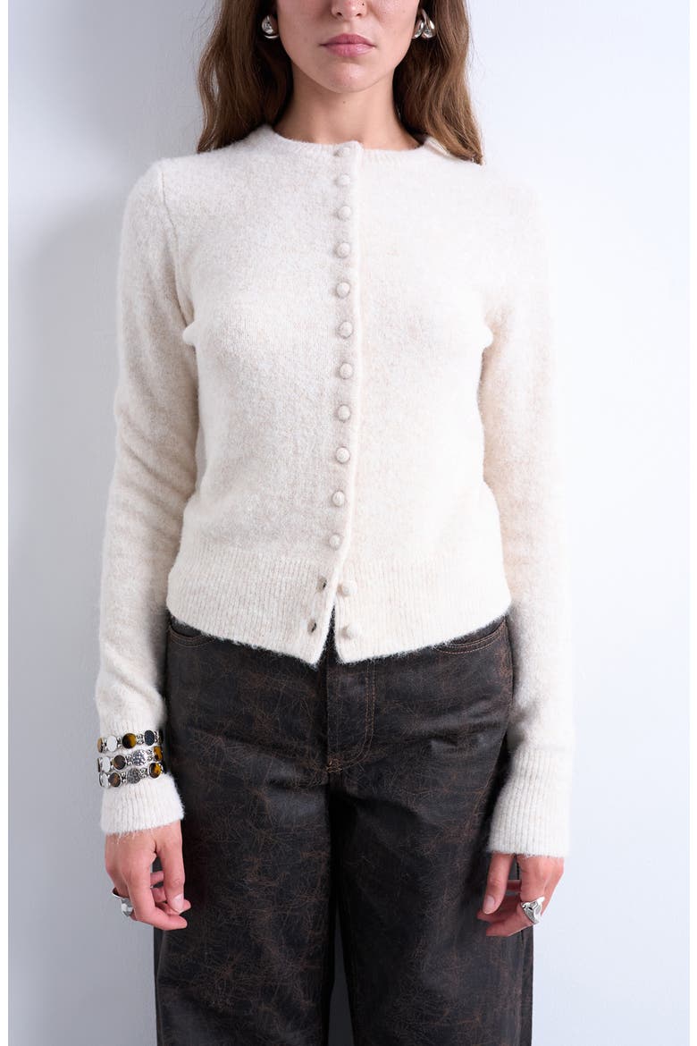 Covered Button Cardigan, Main, color, IVORY