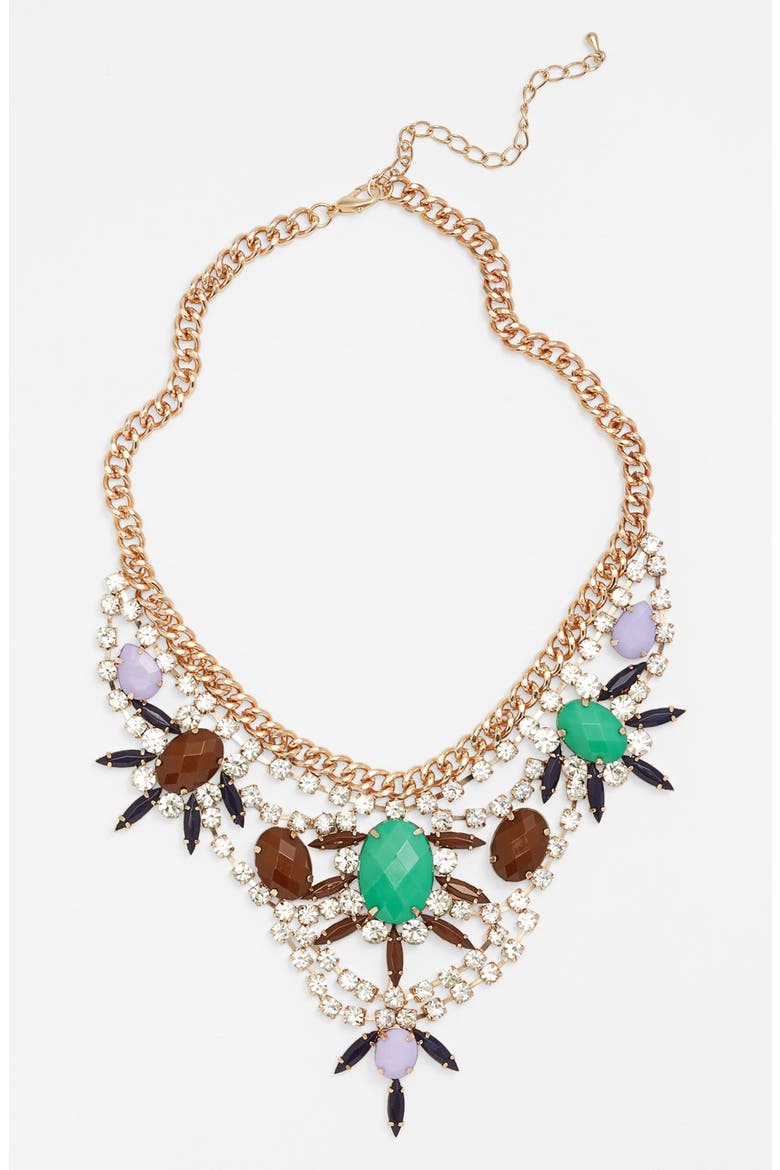 Crystal Statement Necklace, Main, color, GREEN/ BROWN