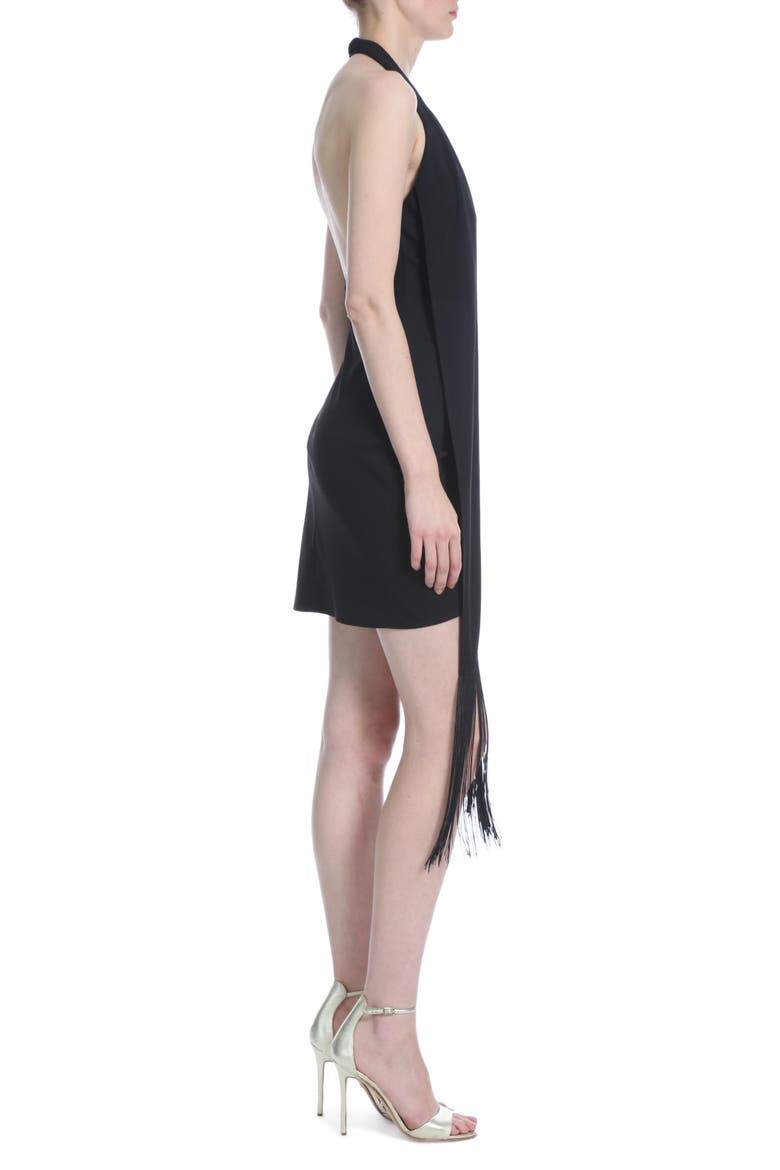Fringed Drape Minidress, Alternate, color, BLACK