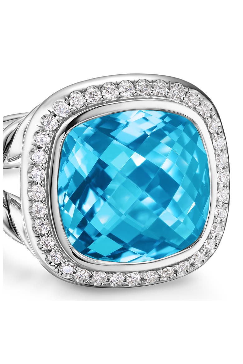 Albion® Ring in Sterling Silver with Blue Topaz & Diamonds, 11mm, Alternate, color, BLUE TOPAZ