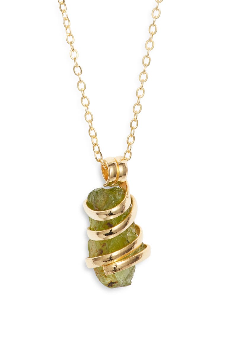 Kiara by Ki-Ele Wrapped Peridot Pendant Necklace, Main, color, Gold