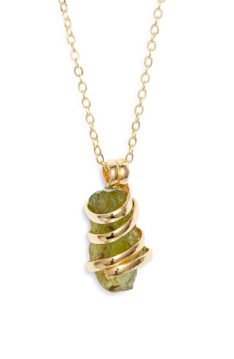 Wrapped Peridot Pendant Necklace