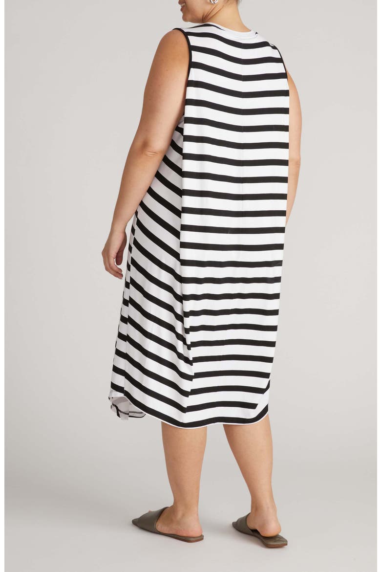 Pearl Divine Jersey Shift Midi Dress, Alternate, color, BLACK/ WHITE STRIPE