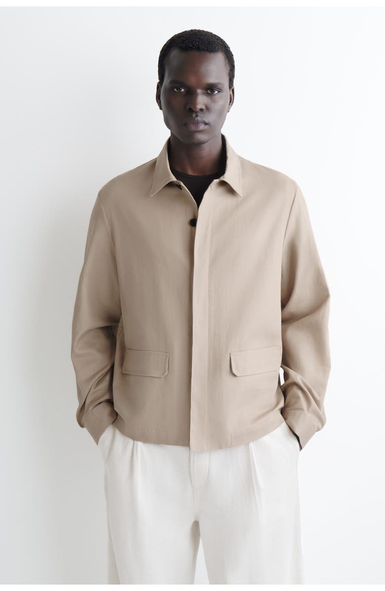 COS Relaxed Cotton-Linen Overshirt, Main, color, Beige