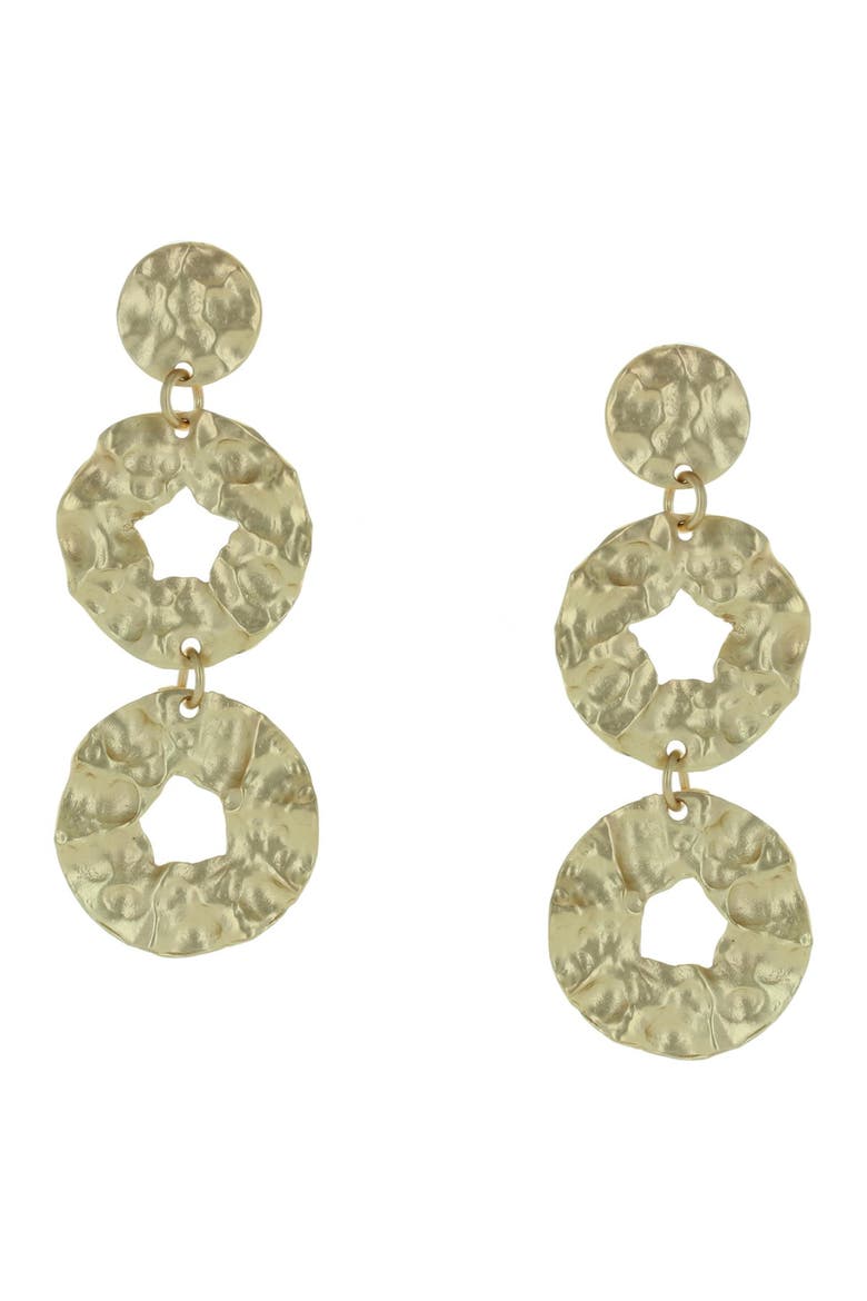 Joholie Hammered Drop Earrings, Main, color, METALLIC