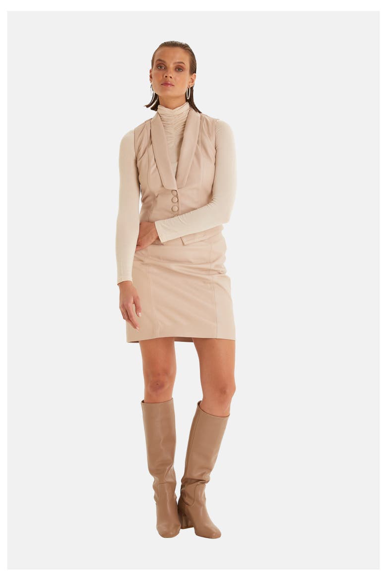 Laura Leather Vest, Alternate, color, Beige