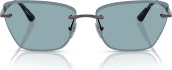 Vogue Women\'s Blue Rimless, Mirror Cat-Eye Sunglasses Cat Eye Sunglasses | Vogue Eyewear Vogue International main image 4