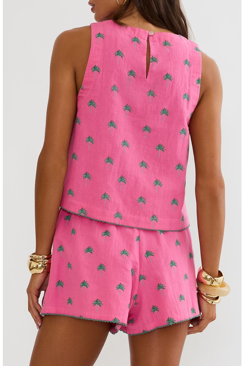 Dollie Palm Print Sleeveless Cover-Up Top, Alternate, color, FLAMINGO