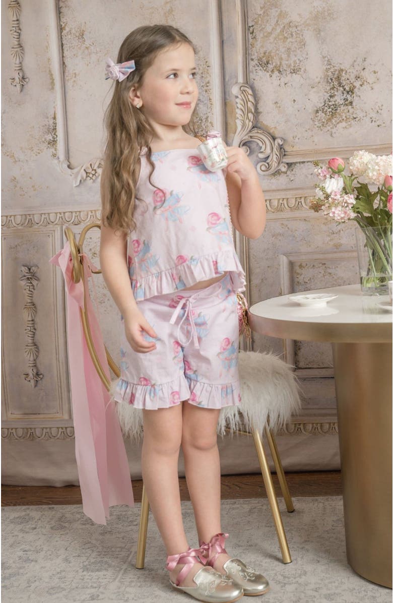 Petite Maison Kids Maya Teacup Pink Girls' Top and Shorts Set, Alternate, color, Pink Teacup Design