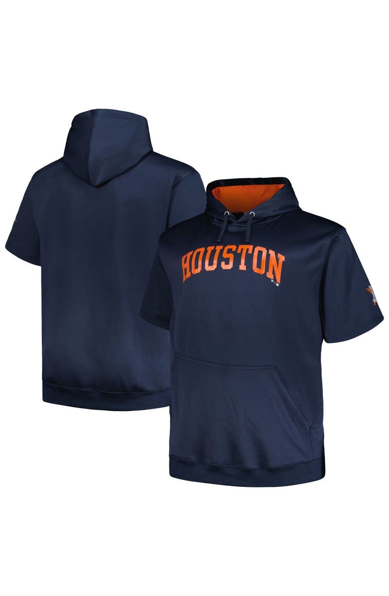 PROFILE Men's Profile Navy Houston Astros Big & Tall Contrast Short Sleeve Pullover Hoodie, Main, color, Navy