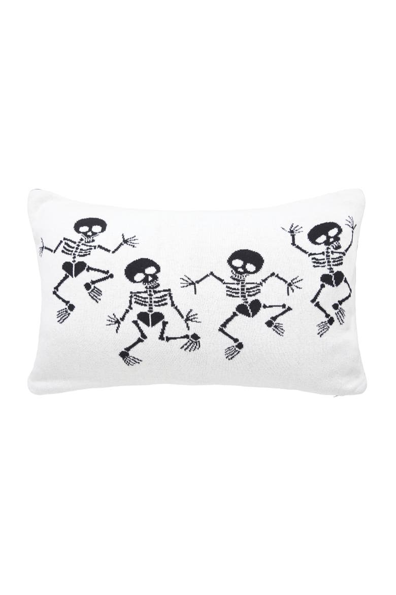 Dancing Skeletons Cotton Blend Halloween Accent Throw Pillow 16" x 24", Alternate, color, Black
