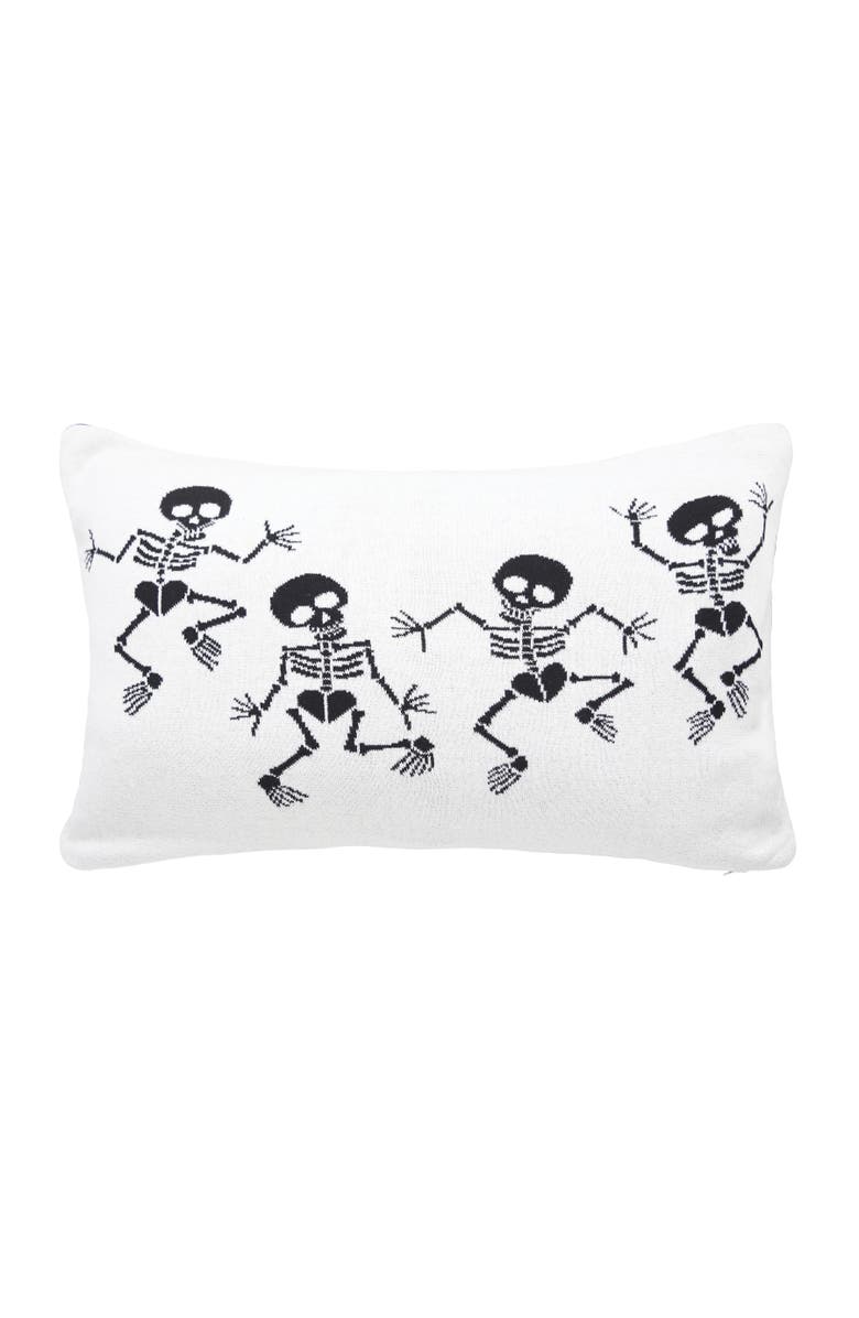 C&F Home Dancing Skeletons Cotton Blend Halloween Accent Throw Pillow 16" x 24", Alternate, color, Black