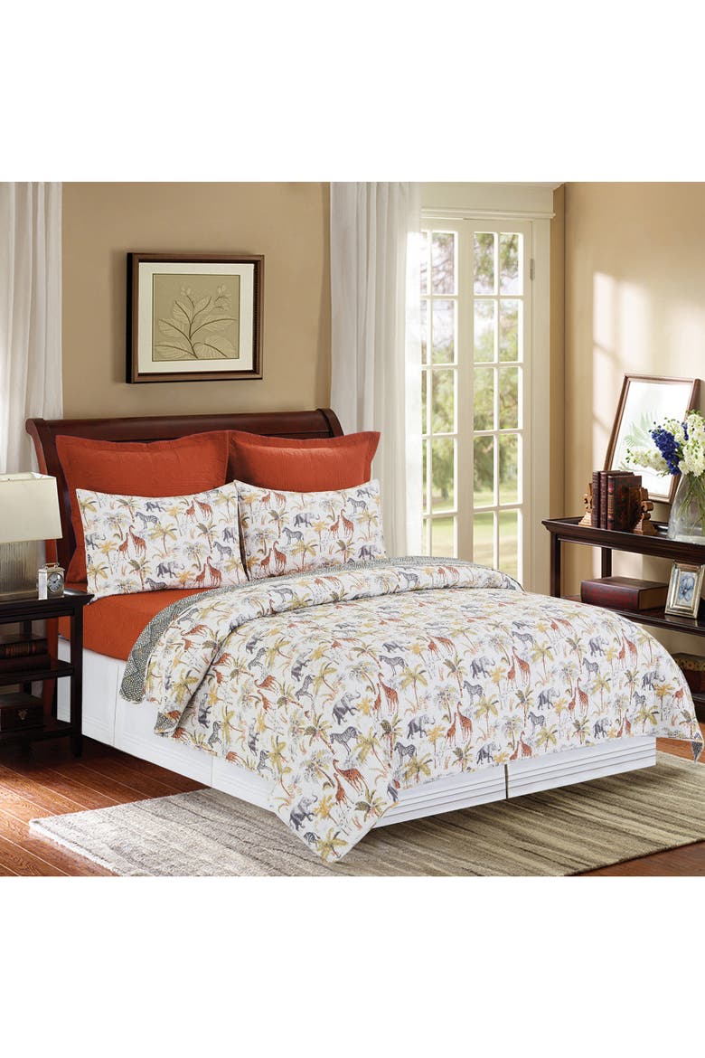 Serengeti Safari Cotton Quilt Set  - Reversible and Machine Washable, Alternate, color, Yellow