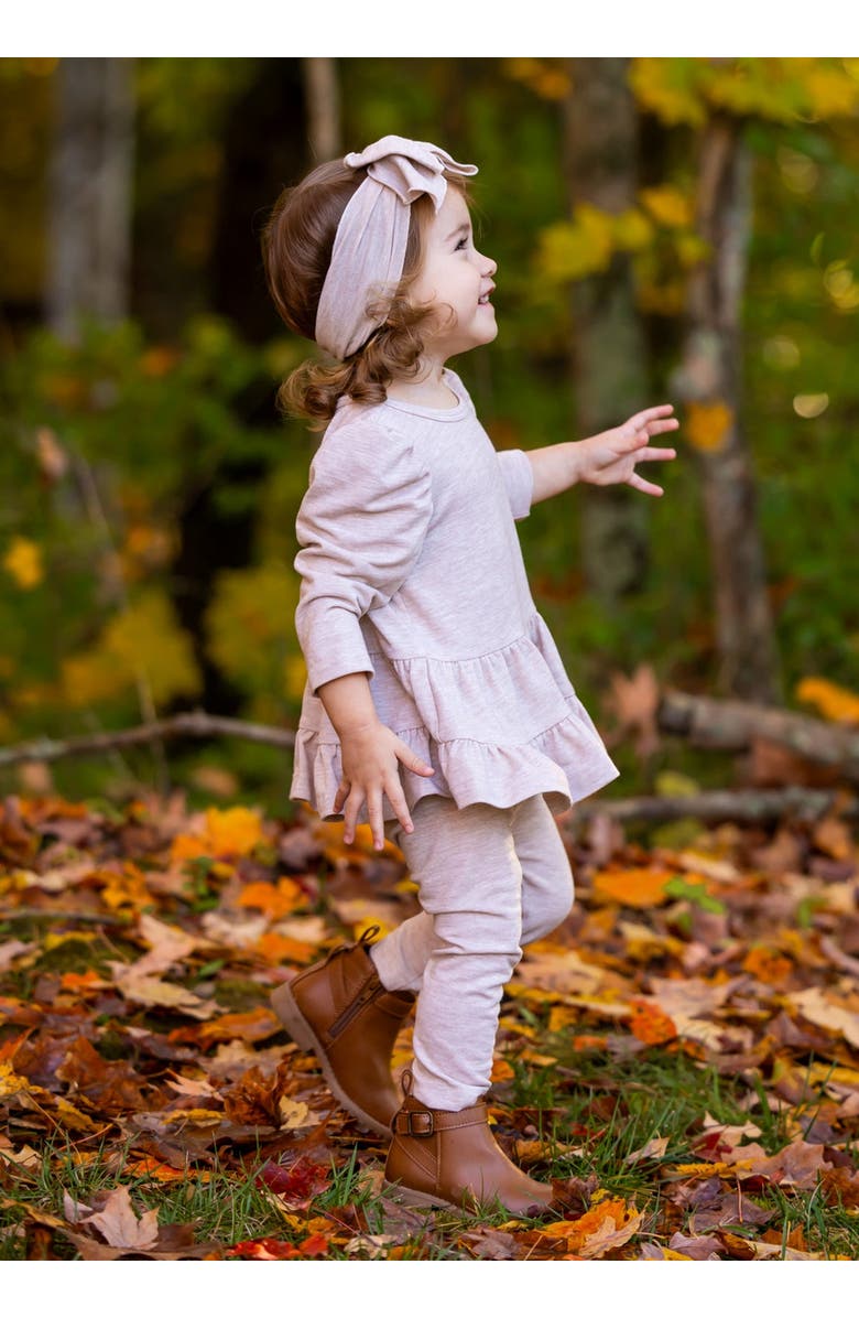 Mabel + Honey Mabel and Honey Millie Toddler Two-Piece Set - Long-Sleeve Tiered Top and Matching Bottoms, Brown., Alternate, color, Brown