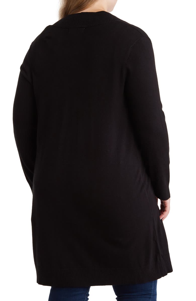 BY DESIGN Long Tunic Length Cardigan, Alternate, color, Black