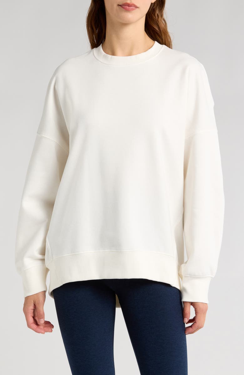 Beyond Yoga Solstice Oversize Cotton Blend Sweatshirt, Main, color, Fresh Snow