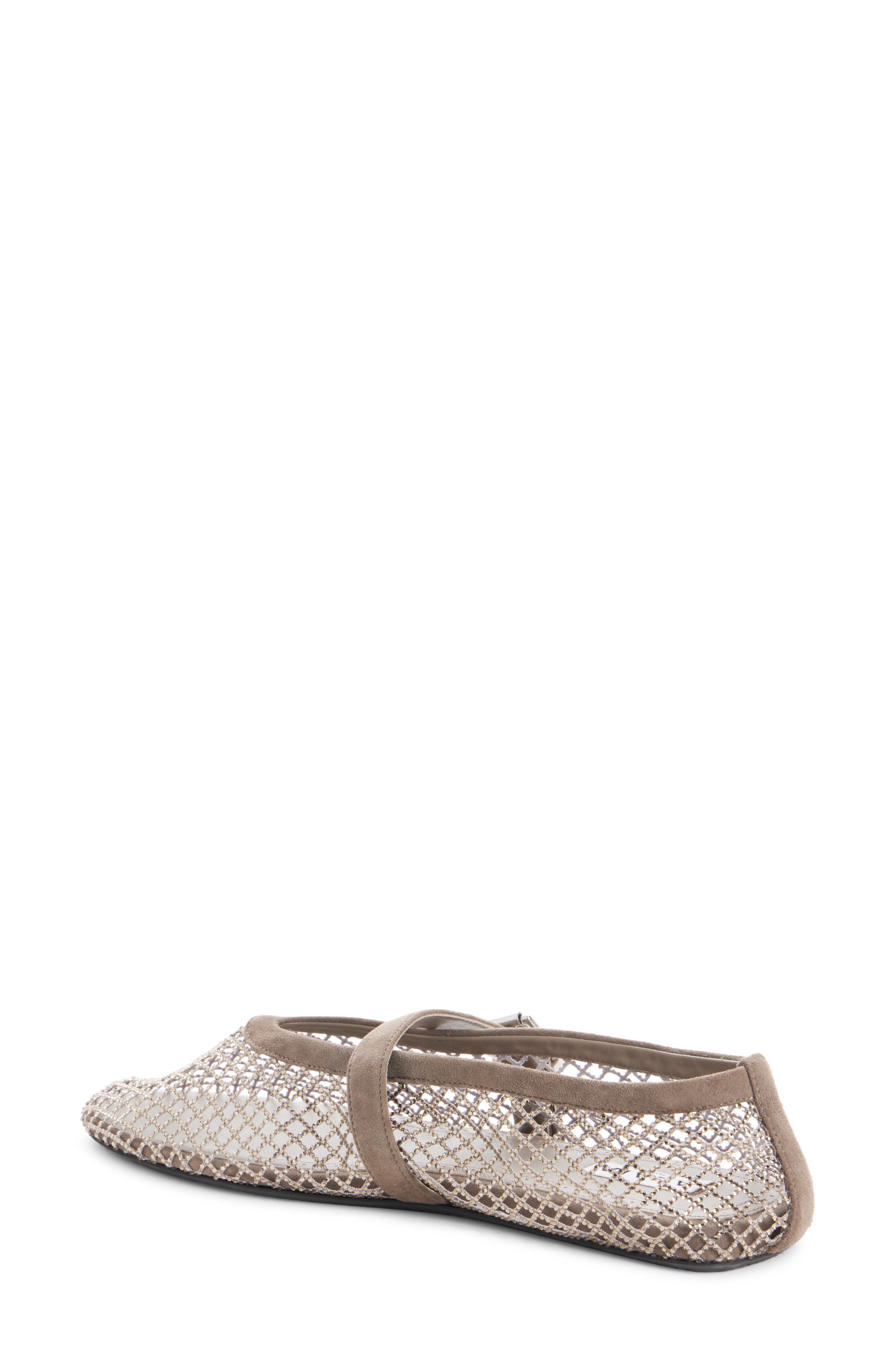 Alaïa Fishnet Mary Jane Flat, Alternate, color, Argent
